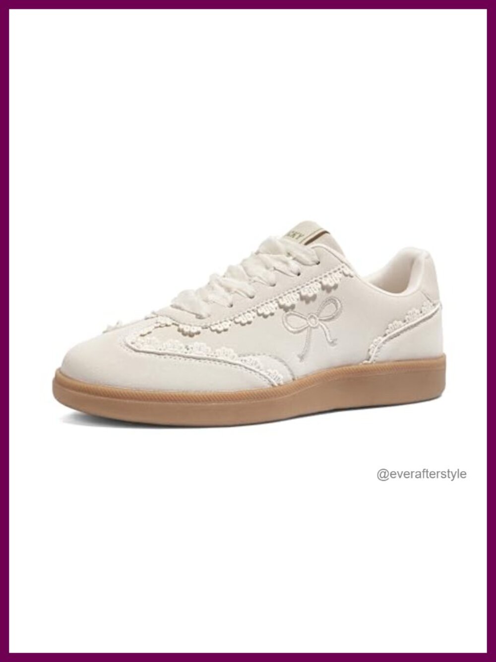 LUCKY STEP Lace Detail Sneakers with Organza Ribbon